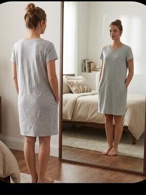 Live Love Lounge grey knit lounge Dress nightie S Karen Neuburger